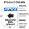 Signmission Please Use Main Entrance OSHA Notice Sign, Plastic, 18in W x 24in L, 2PK OS-2PACK-NS-P-1824-V-17621 - alternate 6